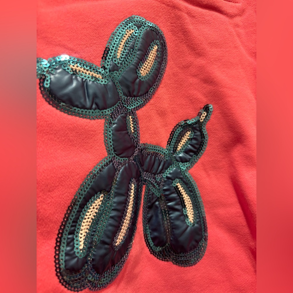 Queen Of Sparkles Balloon Dog Sweatshirt pullover Embroidered Pink Multicolor XL - Picture 8 of 12